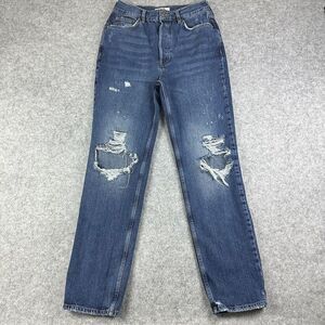 We The Free Jeans Womens 29 Relaxed High Rise Button Fly Straight Boho Grunge